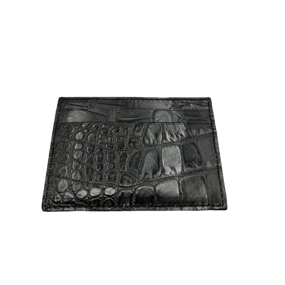 NWOB  Gucci Crocodile Distressed Finish Card Holder Case Black - Picture 2 of 5